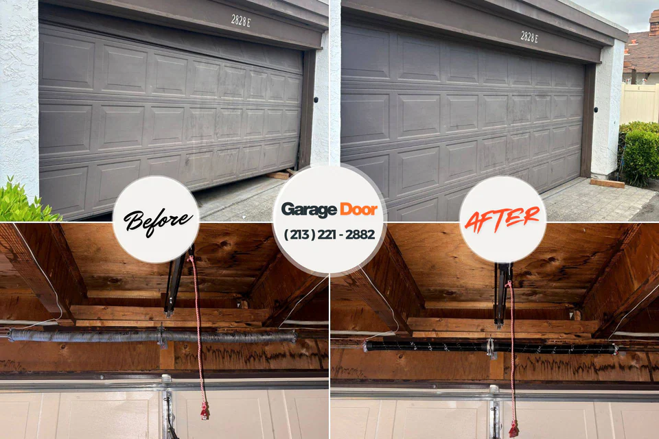 Before and after: garage door repair Whitfield, PA